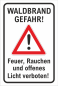 Preview: Warnschild im Hochformat mit Warnsymbol und Aufschrift Gefahr von Waldbrand